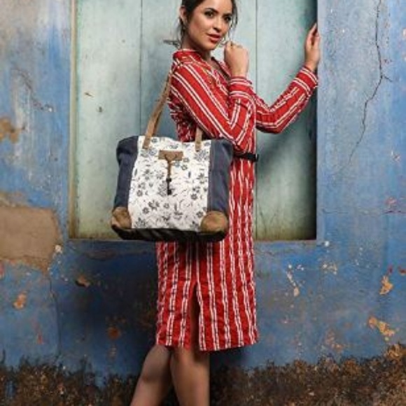 NEW Myra Bag Upcycled Canvas Tote Bag Large Purse - Picture 2 of 8